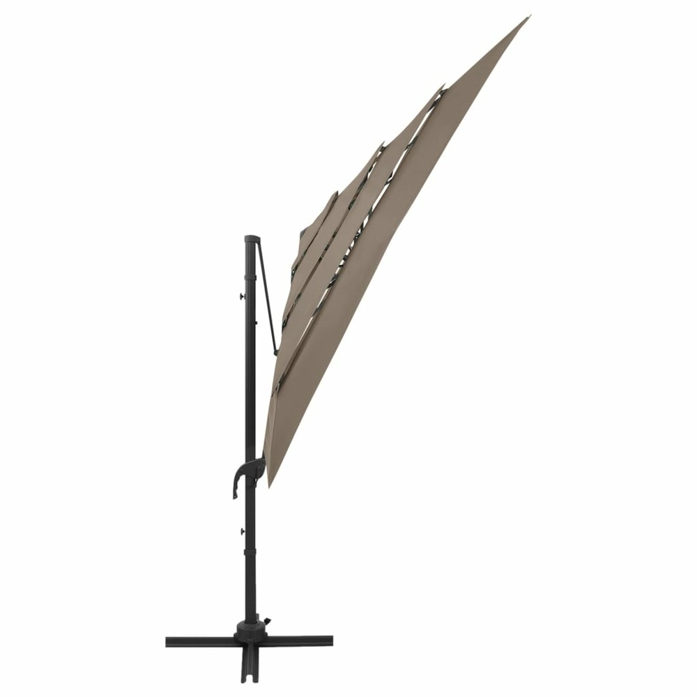 Parasol à 4 niveaux avec mât en aluminium 250 x 250 cm taupe