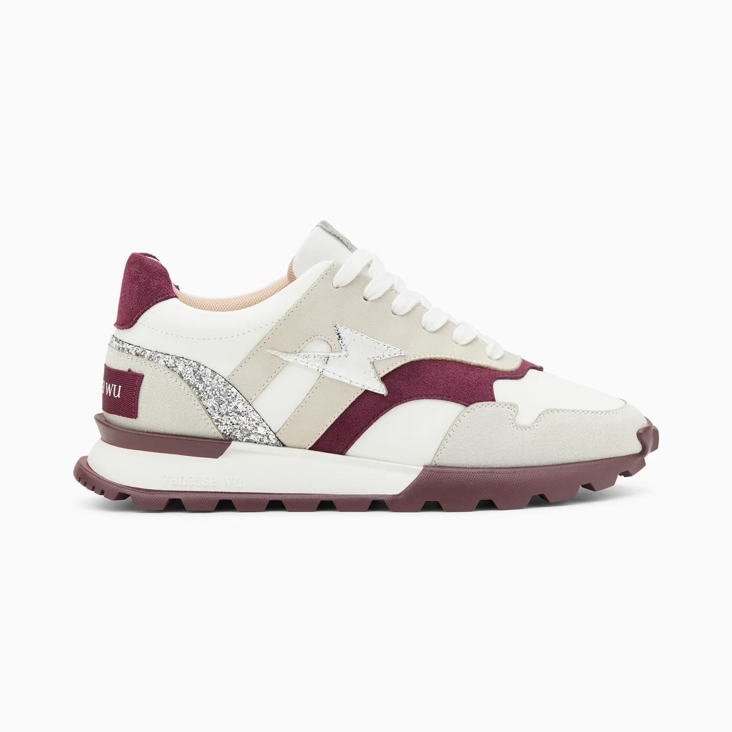Sneakers-Baskets éclair Liéna pourpre et argent à semelle running