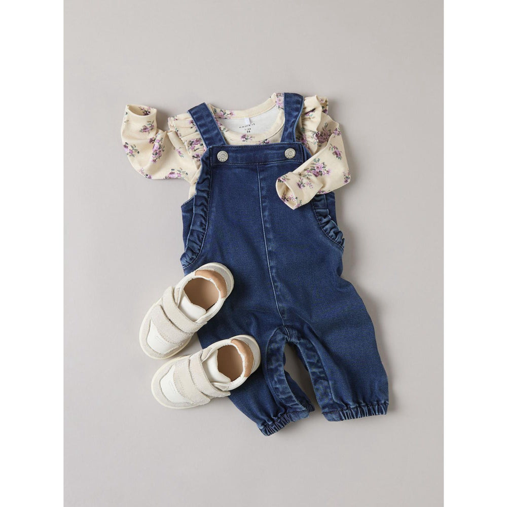 Køb Name It Dark Blue Denim Ruby Denim Flæse Buksedragt