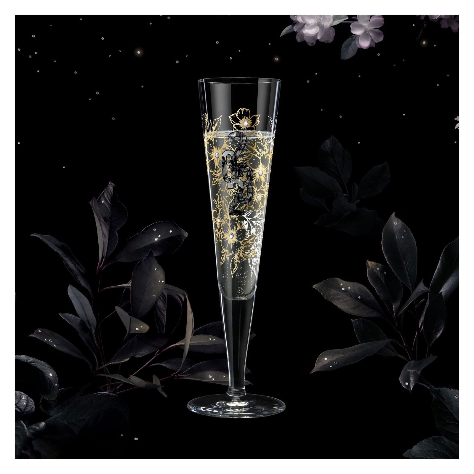 RITZENHOFF Champagnerglas BRILLIANTNACHT R. BOHNENBERG mit edlen Kristallen