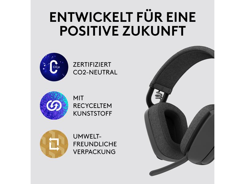 Logitech Headset Zone Vibe 100 Graphite Kabelloses Office-Headset mit leichtem und komfortablem Design