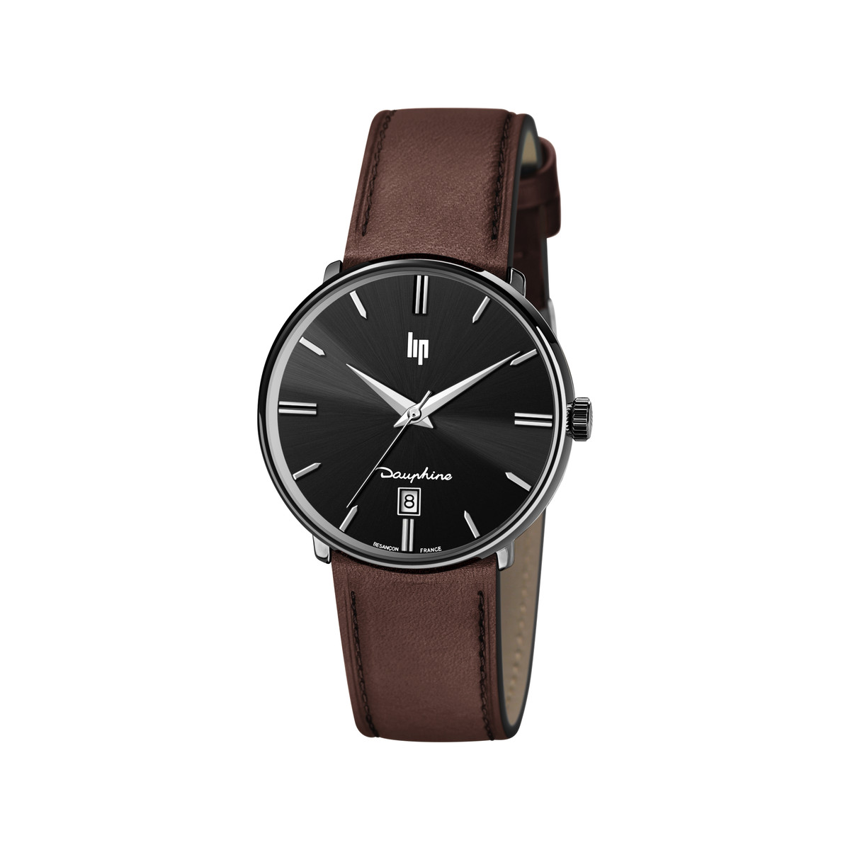 Montre Lip mixte acier cuir marron