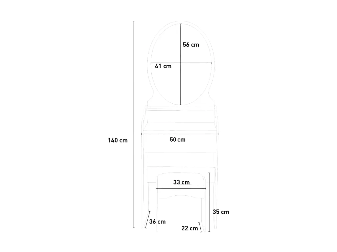 Meuble coiffeuse table de maquillage avec miroir design moderne ALSA