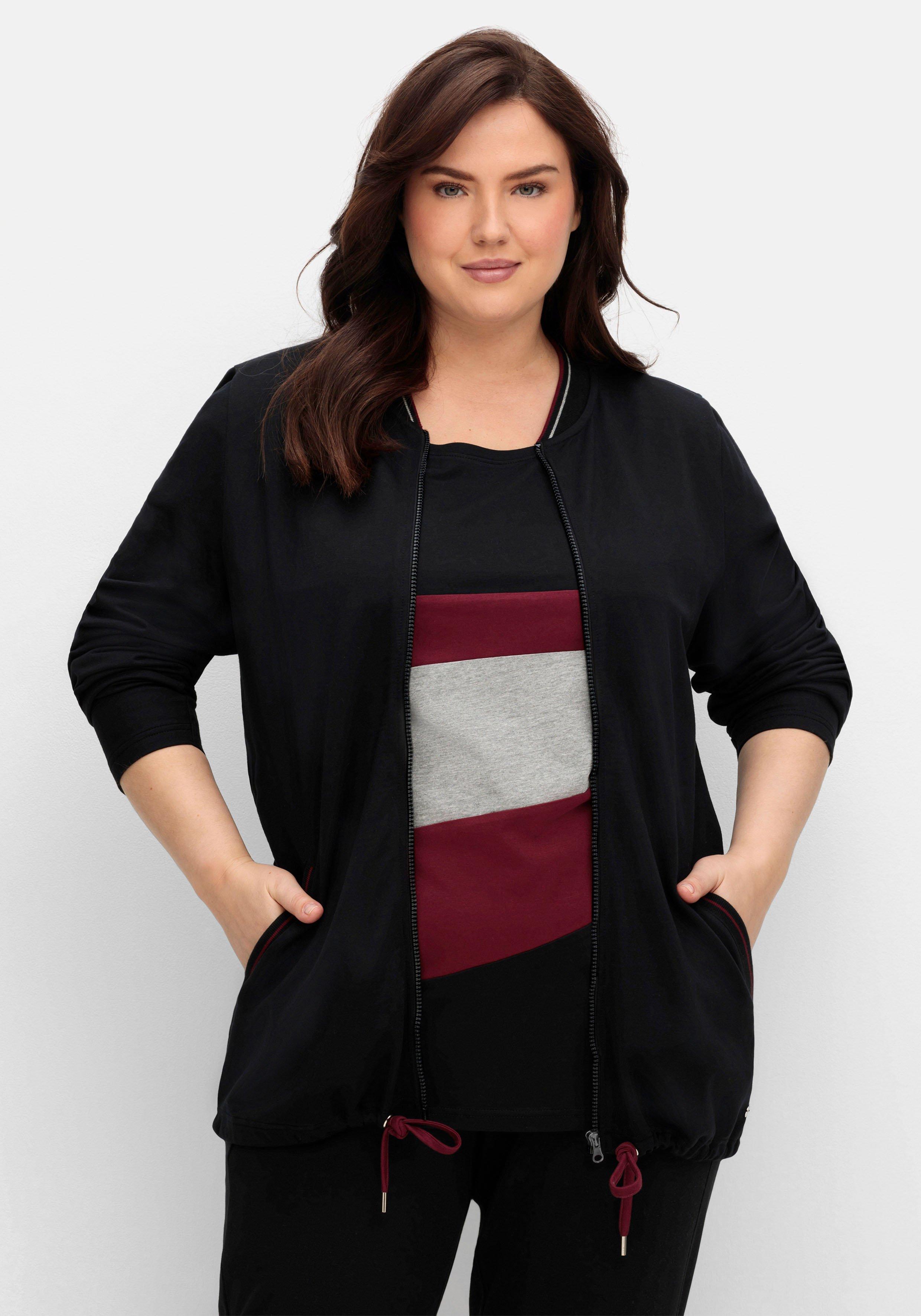Sweatjacke mit Taschen und Saum-Tunnelzug