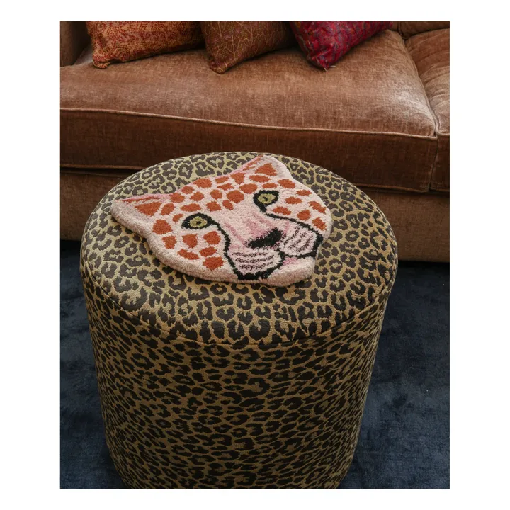 Doing Goods Tapis tête de léopard Pinky en laine | Rose