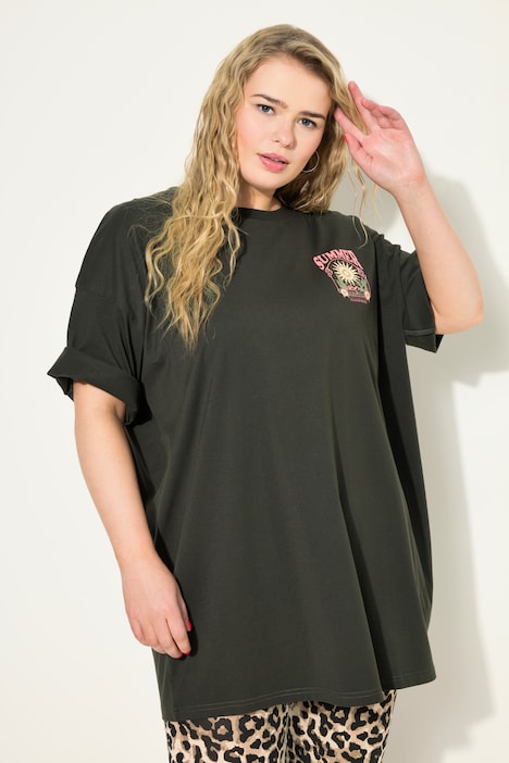 Oversized-Shirt, Rücken-Print, Rundhals, Halbarm