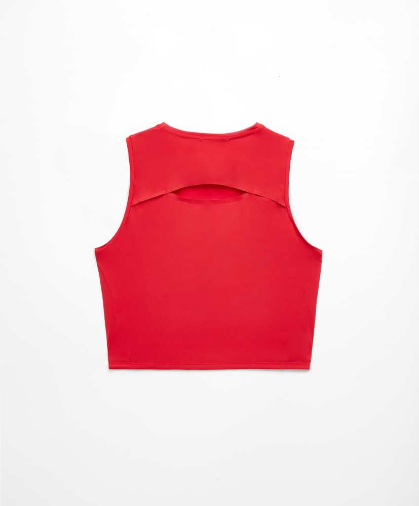 Top cropped sem mangas técnico microperfurado