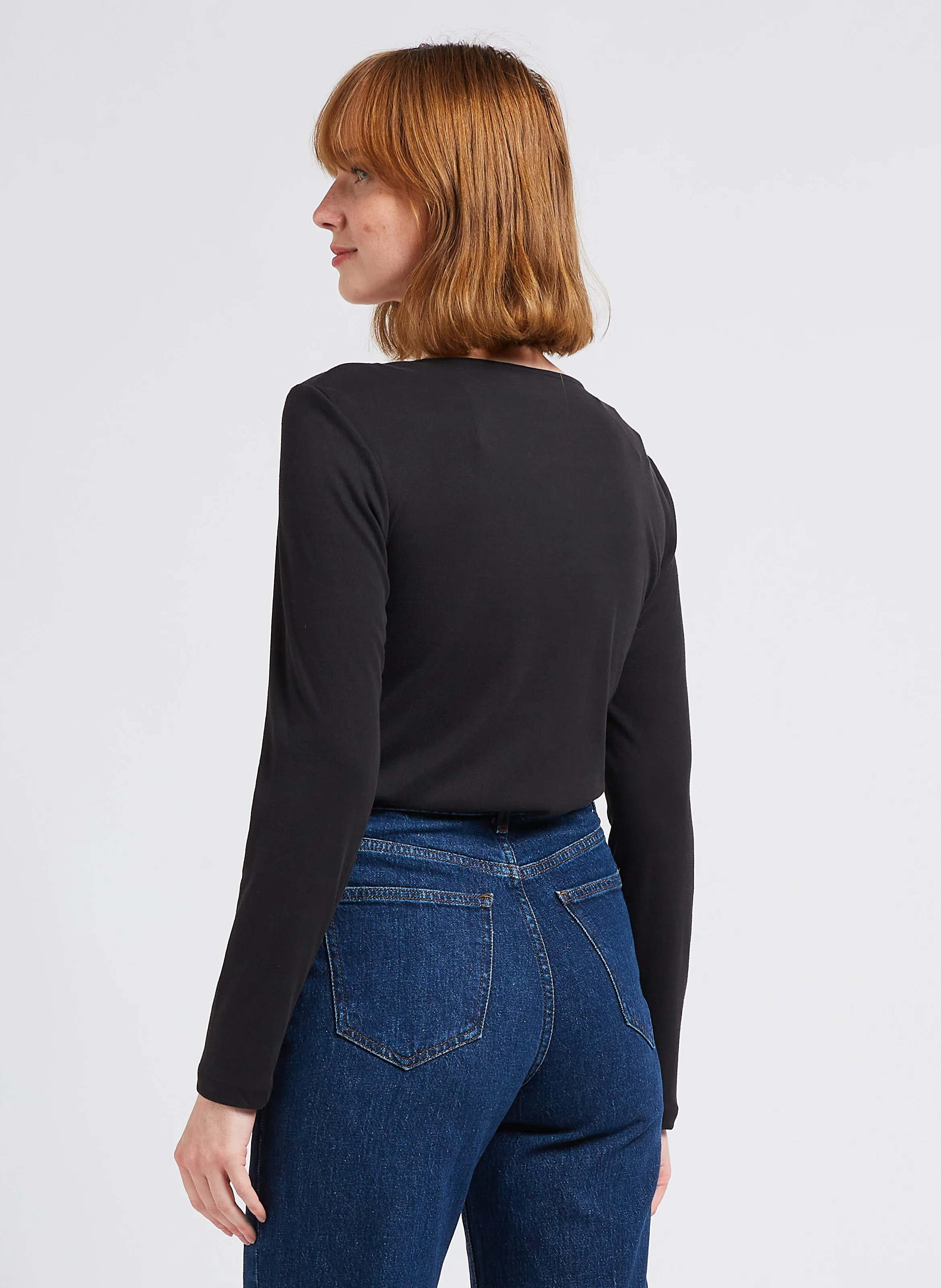 LULLU - Tee-shirt manches longues à col noué | Noir