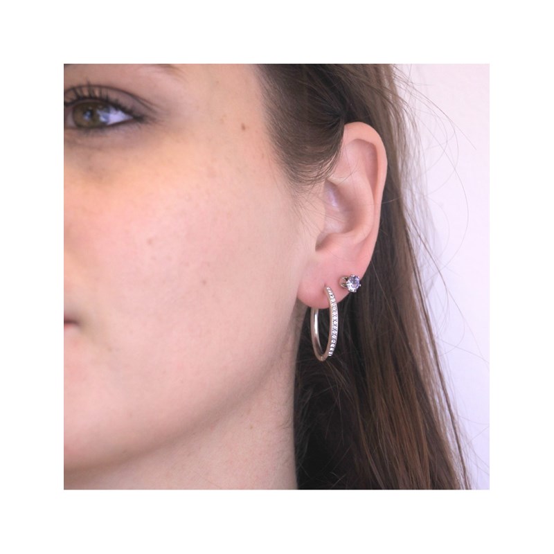 Boucles d'oreilles Birth Stone Avril - Argenté et Cristal