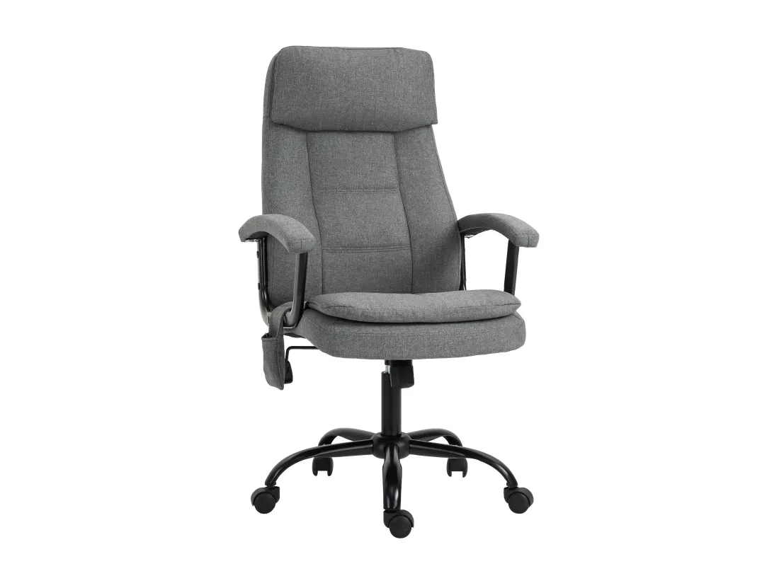 Vinsetto Fauteuil bureau manager massant pivotant hauteur réglable tissu lin gris