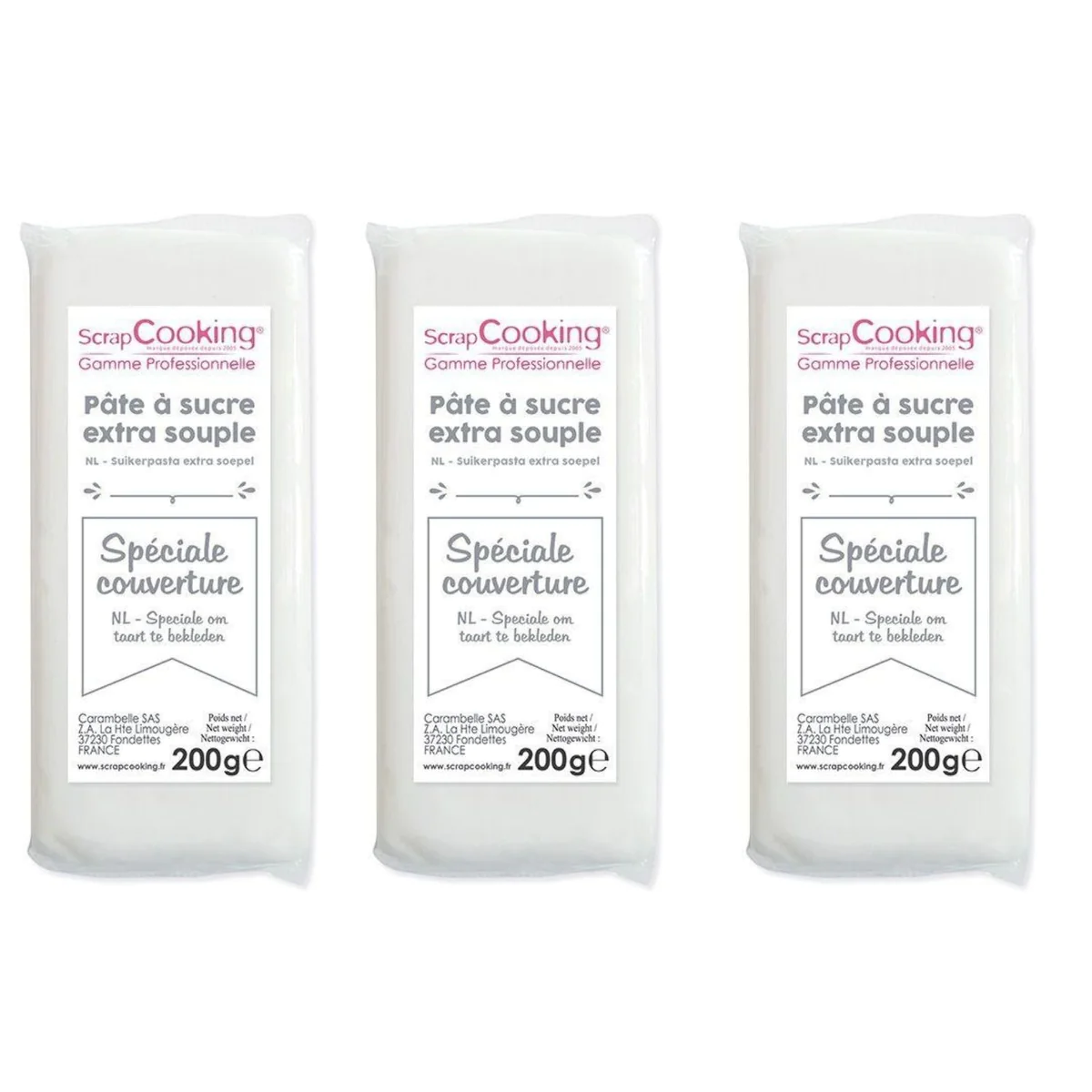 Pâte à sucre de couverture blanche 600 g Scrapcooking