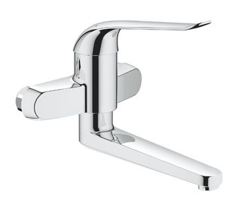 Grohe Euroeco Special wandkraan z. koppelingen m. hendel 17cm HOH=15cm draaibare uitloop 21.9cm chroom