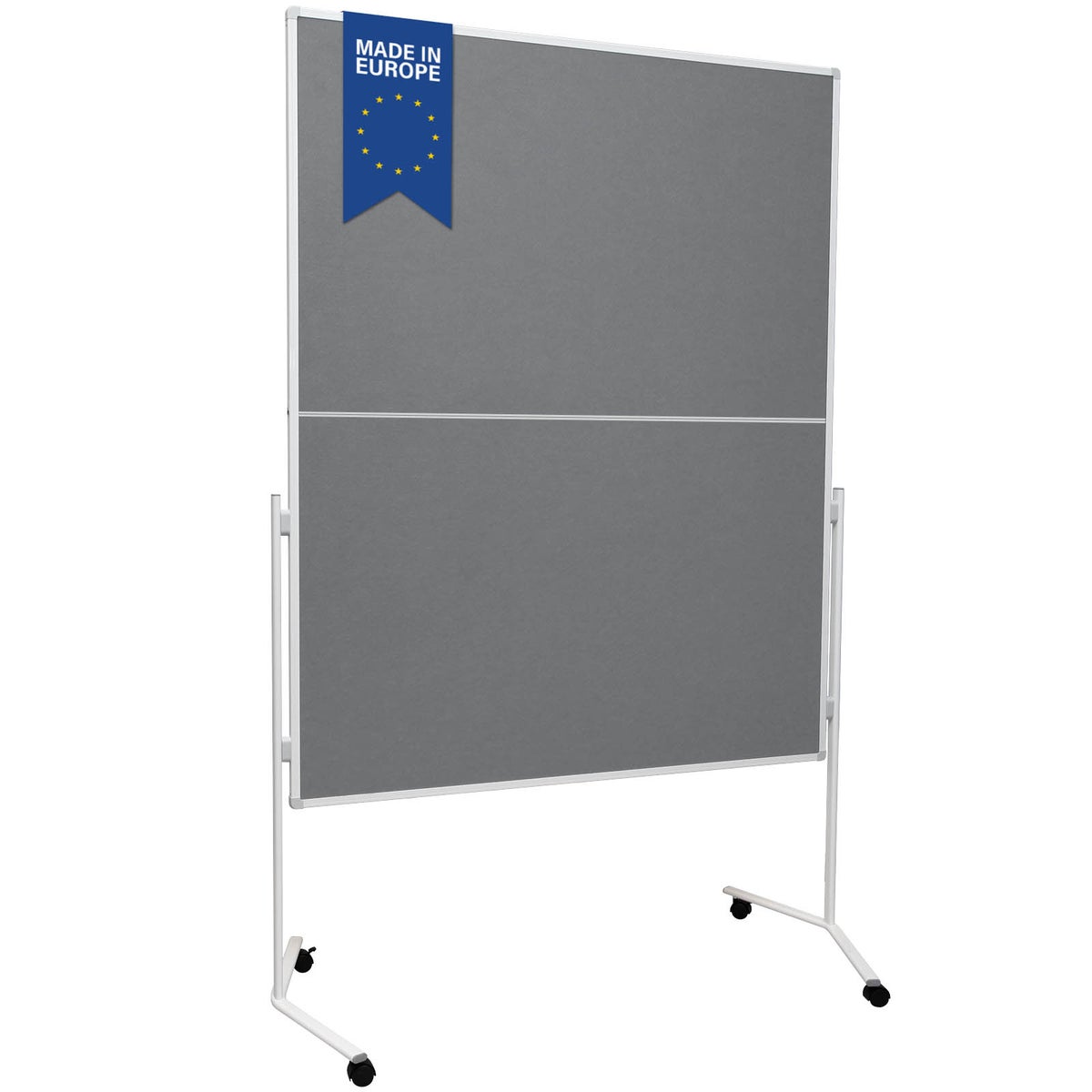 FOLD Moderation Board - Opvouwbaar Metaplan bord met viltoppervlak - Verrijdbaar dankzij wieltjes - Aan beide zijden bruikbaar - Vilt moderation board 120x150 cm - Grijs