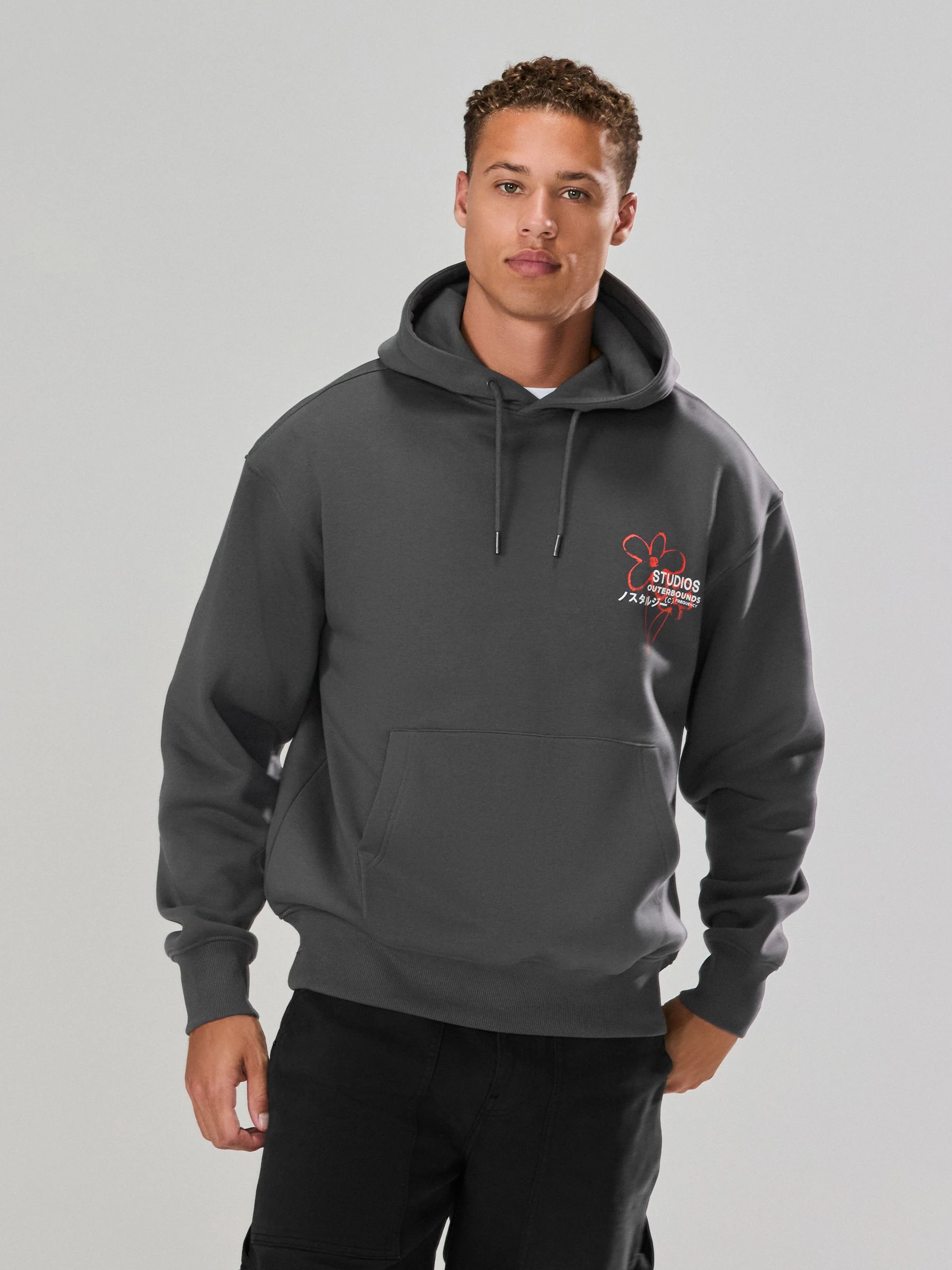Leisteen grijs - Hoodie met grafische print