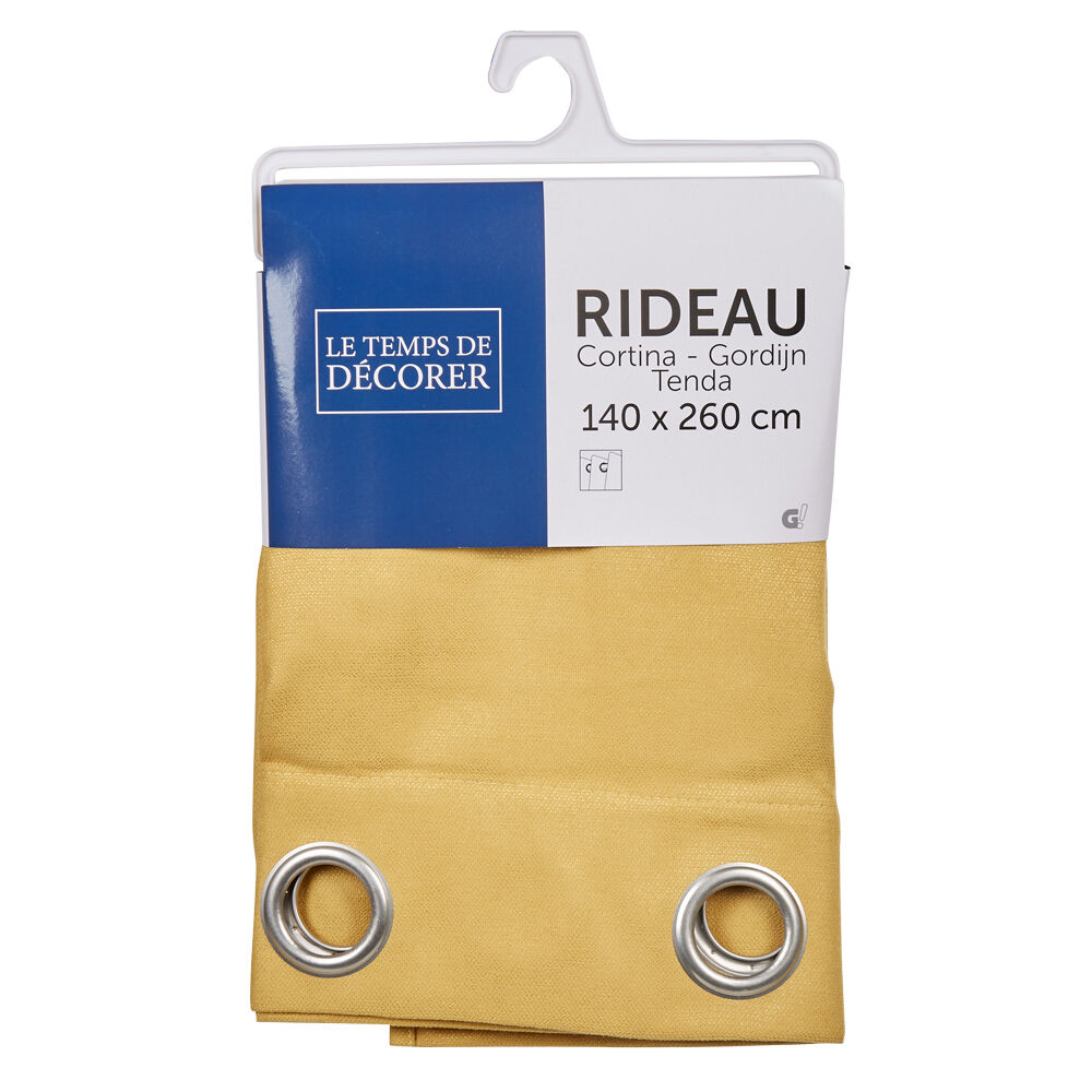 Rideau 8 oeillets velours jaune moutarde
