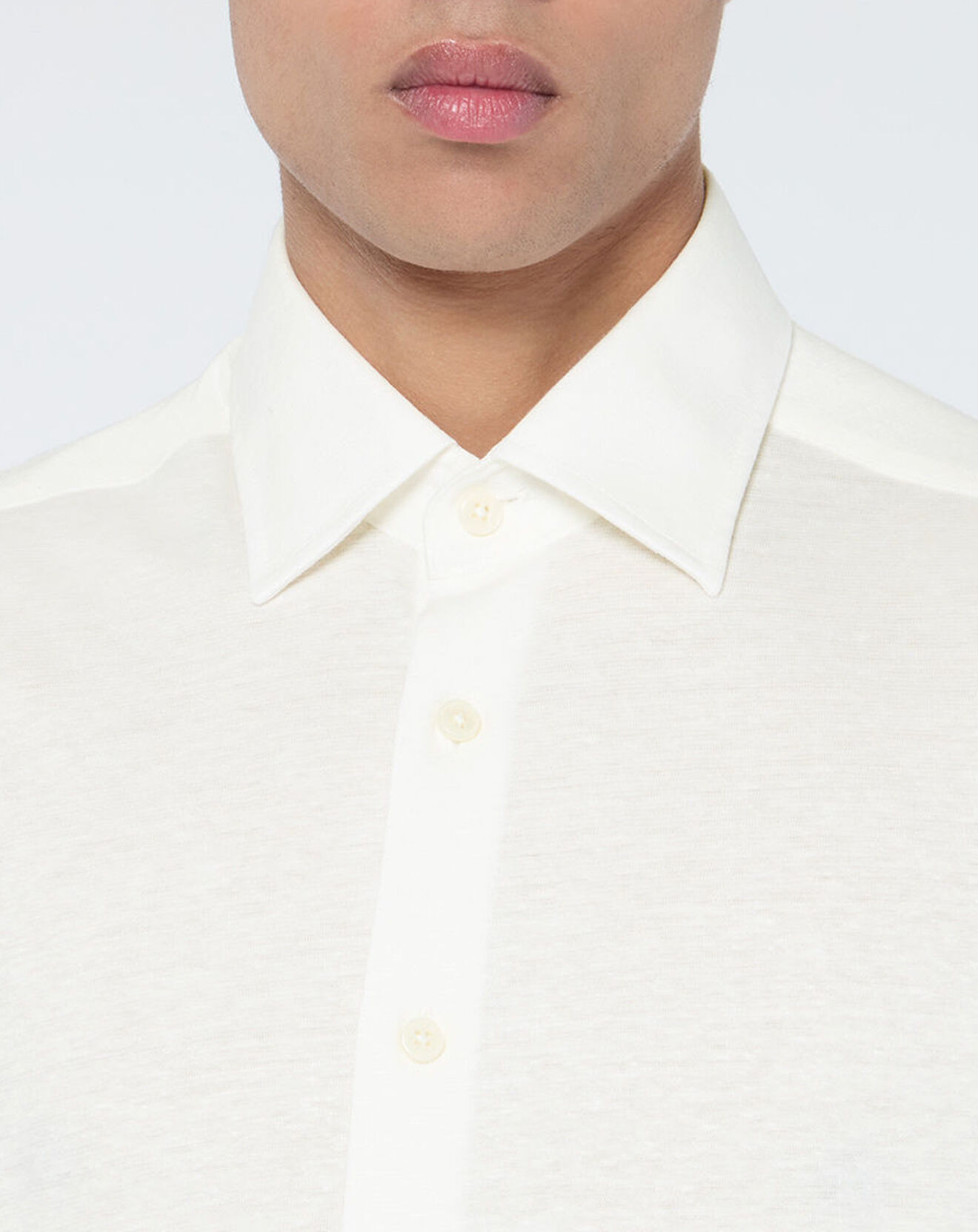 Hackett London Chemise en Lin mélangé Slim Fit Polo Piqué écrue