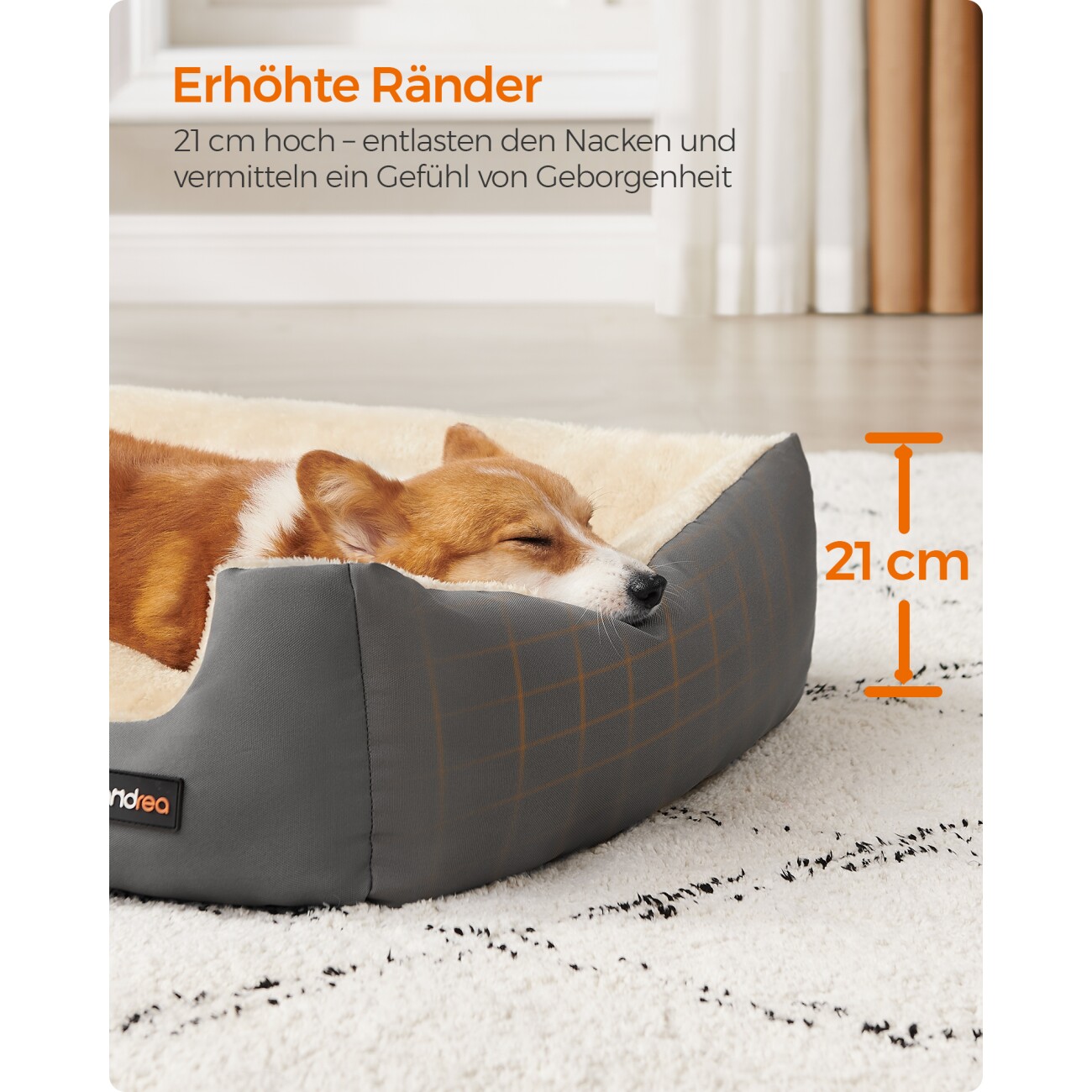 FEANDREA L-XL Hundebett, mit Wendekissen