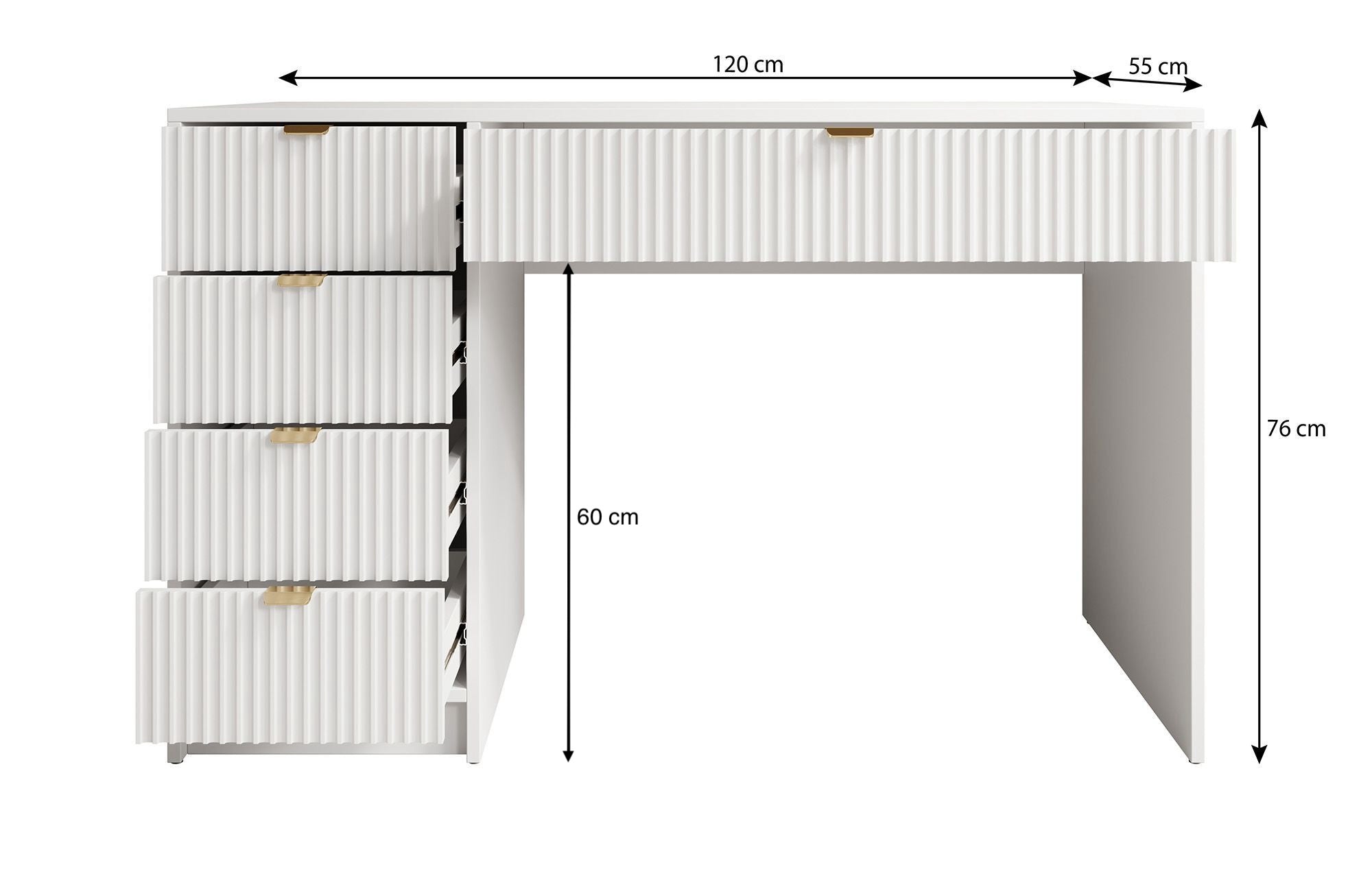 Meubella - Kaptafel Tavares - Wit - 120 cm