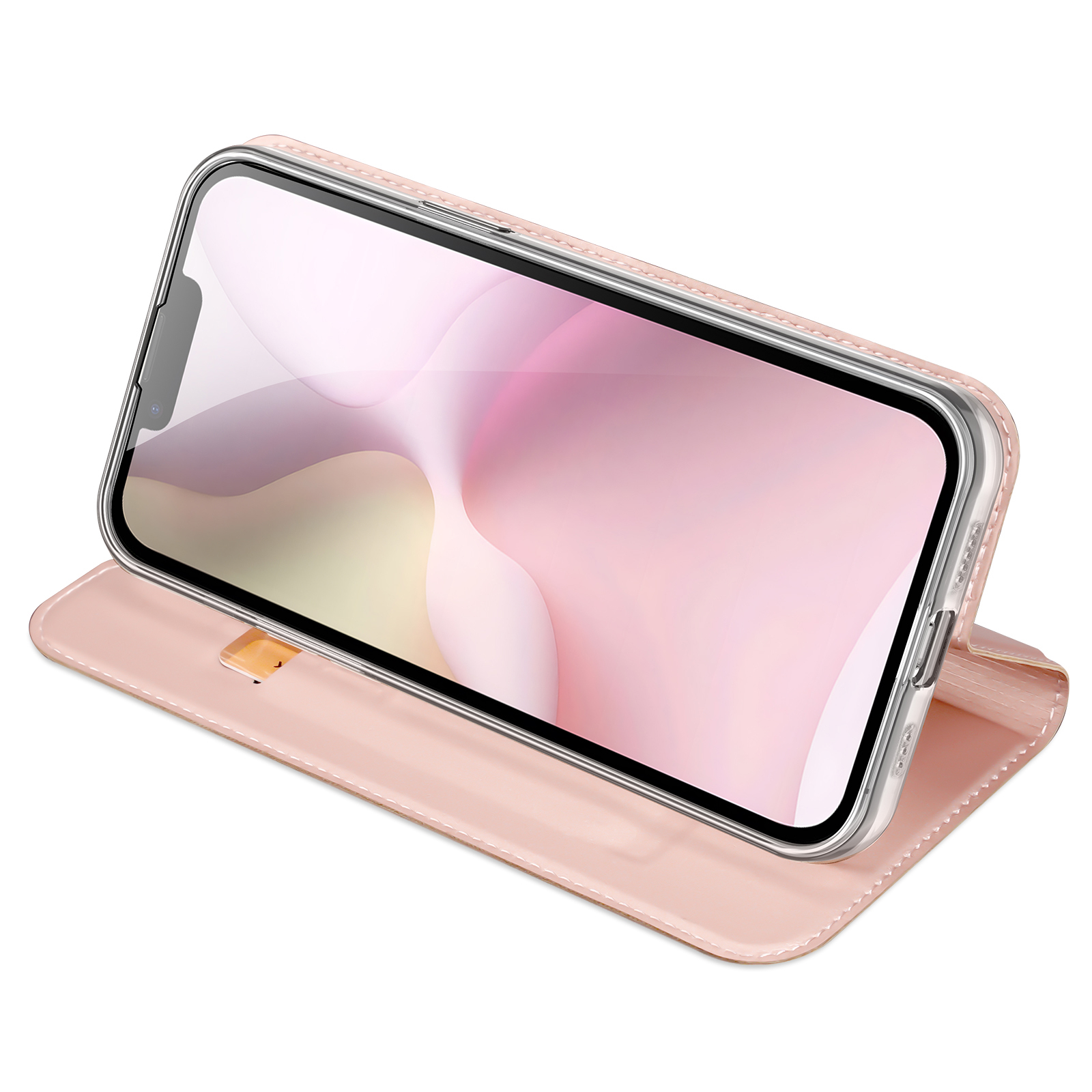 iPhone 16e Flip Wallet Cover Leder Tasche - Roségold