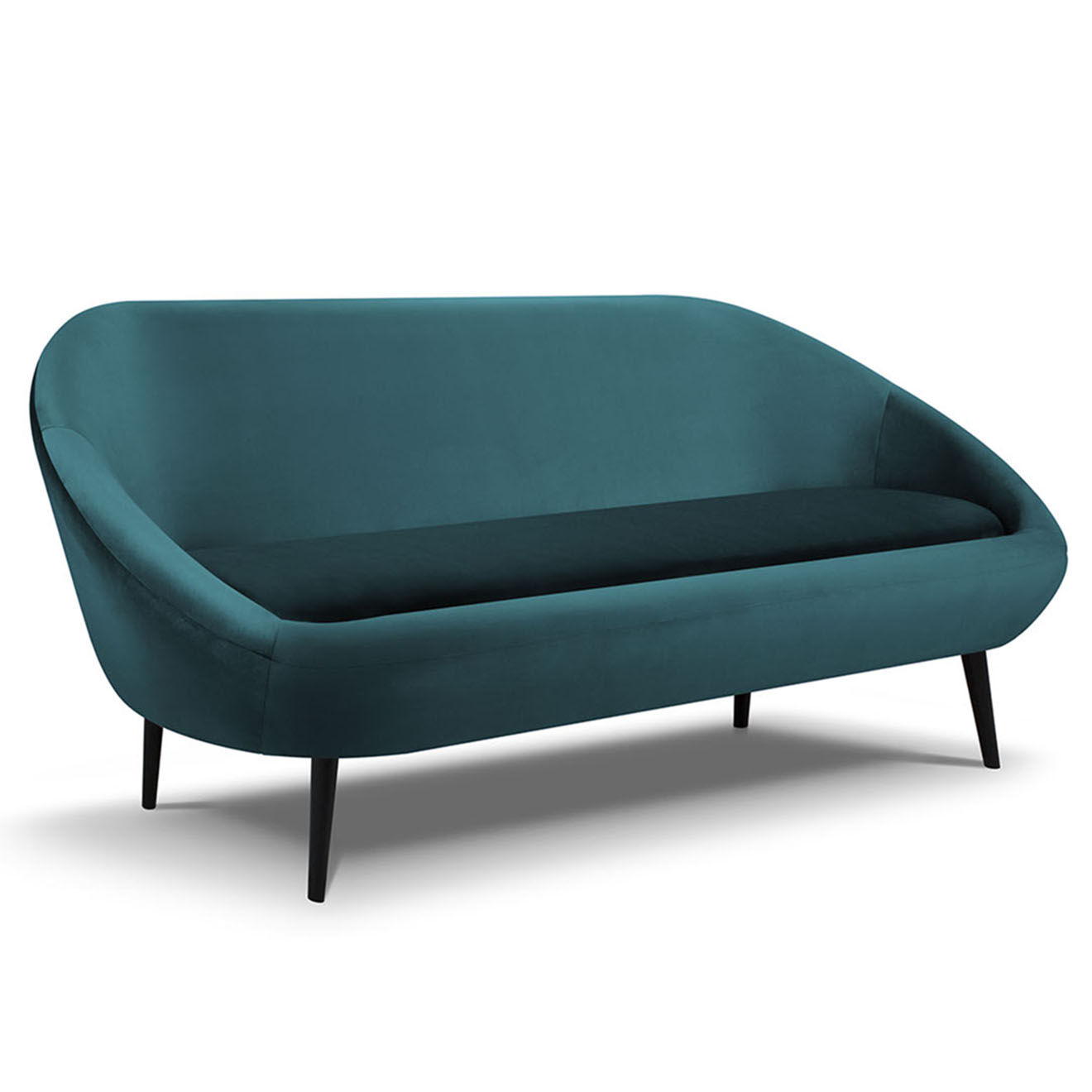 Mazzini Sofas Canapé velours petale 3 places bleu pétrole - 222x90x92 cm