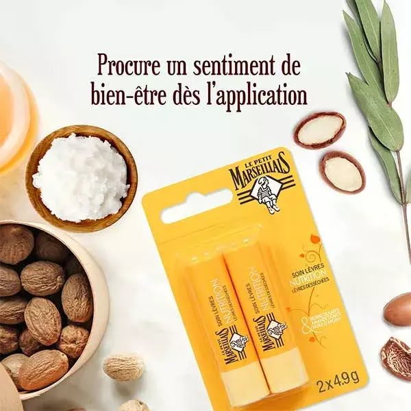 Le Petit Marseillais Soin Lèvres Karité, Amande Douce et Argan Lot de 2 x 4,9g