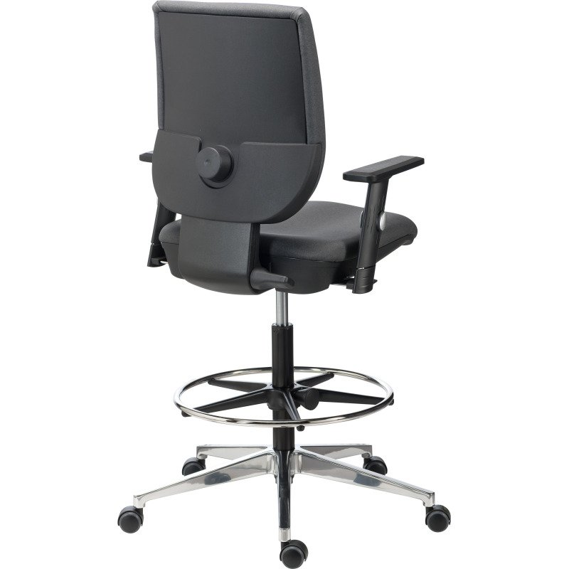 Chaise haute NAO EXPERT - simili cuir anthracite - avec ou sans accoudoirs - mécanisme contact permanent - avec repose pied