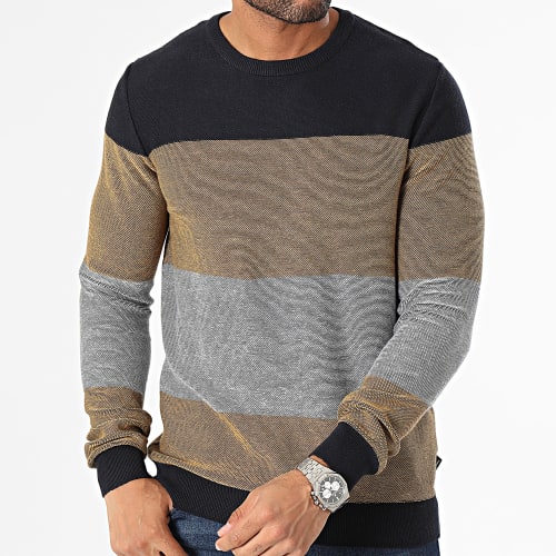 Pull Lacey 10052002 Bleu Marine Jaune Gris Chiné