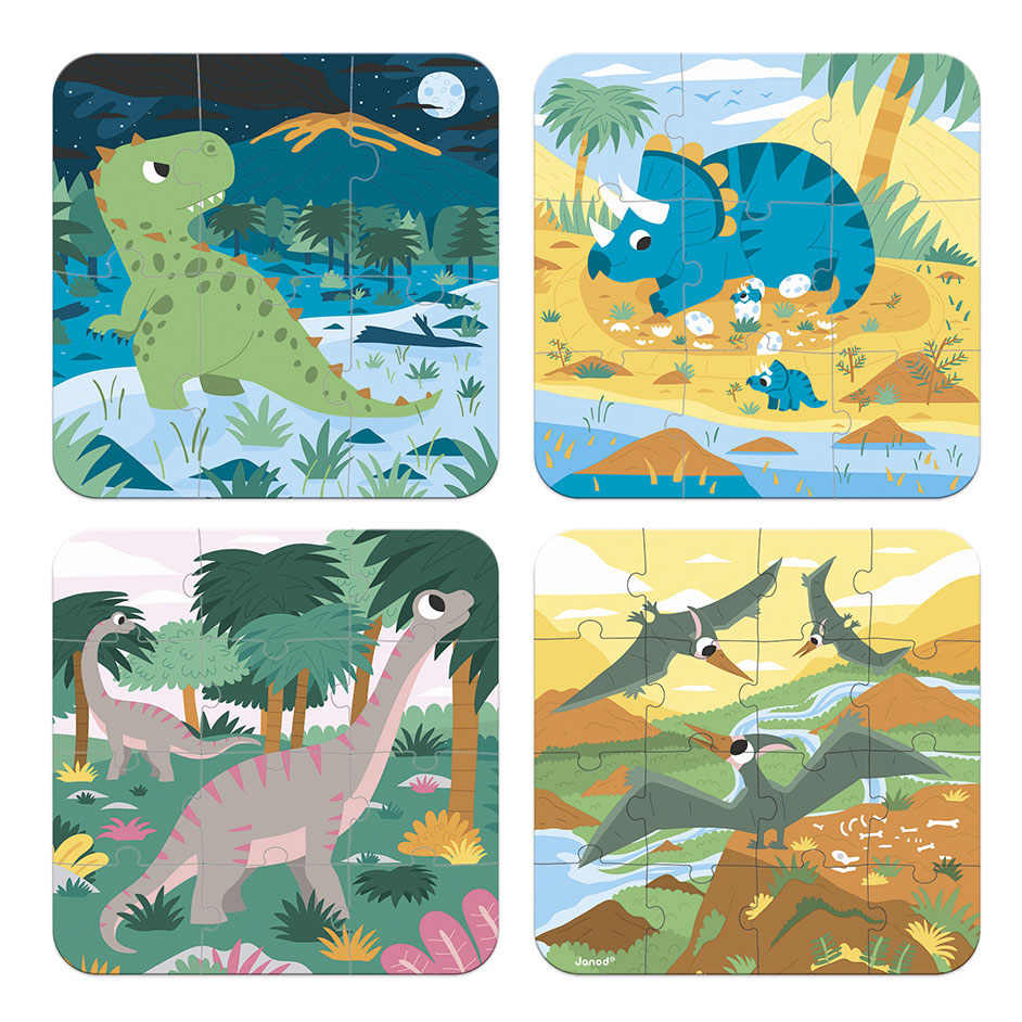 Janod Puzzel - 4 puzzels Dinosaurus