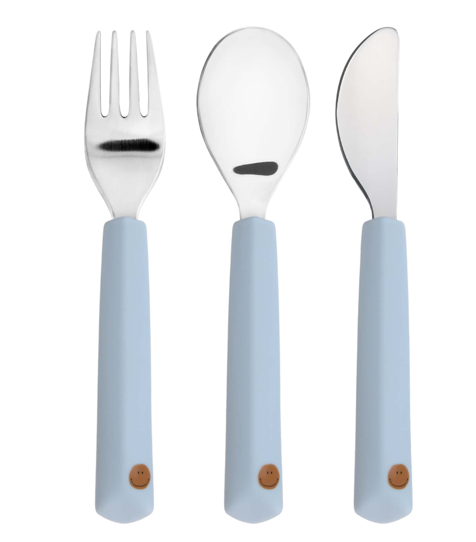 Lassig Lassig Siliconen bestek Happy Rascals Smile sky blue