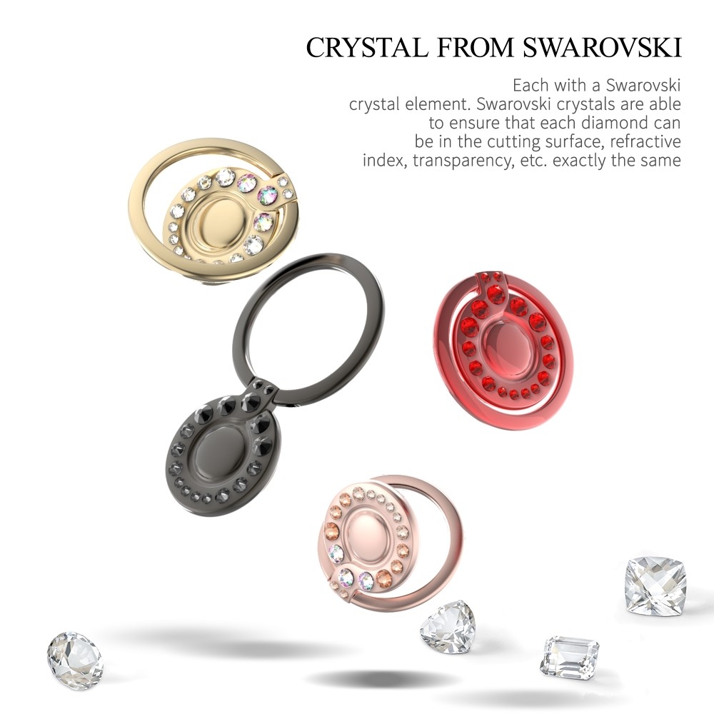 Finger Griff Ring Halterung 360° Grad für Smartphones Swarovski - Roségold
