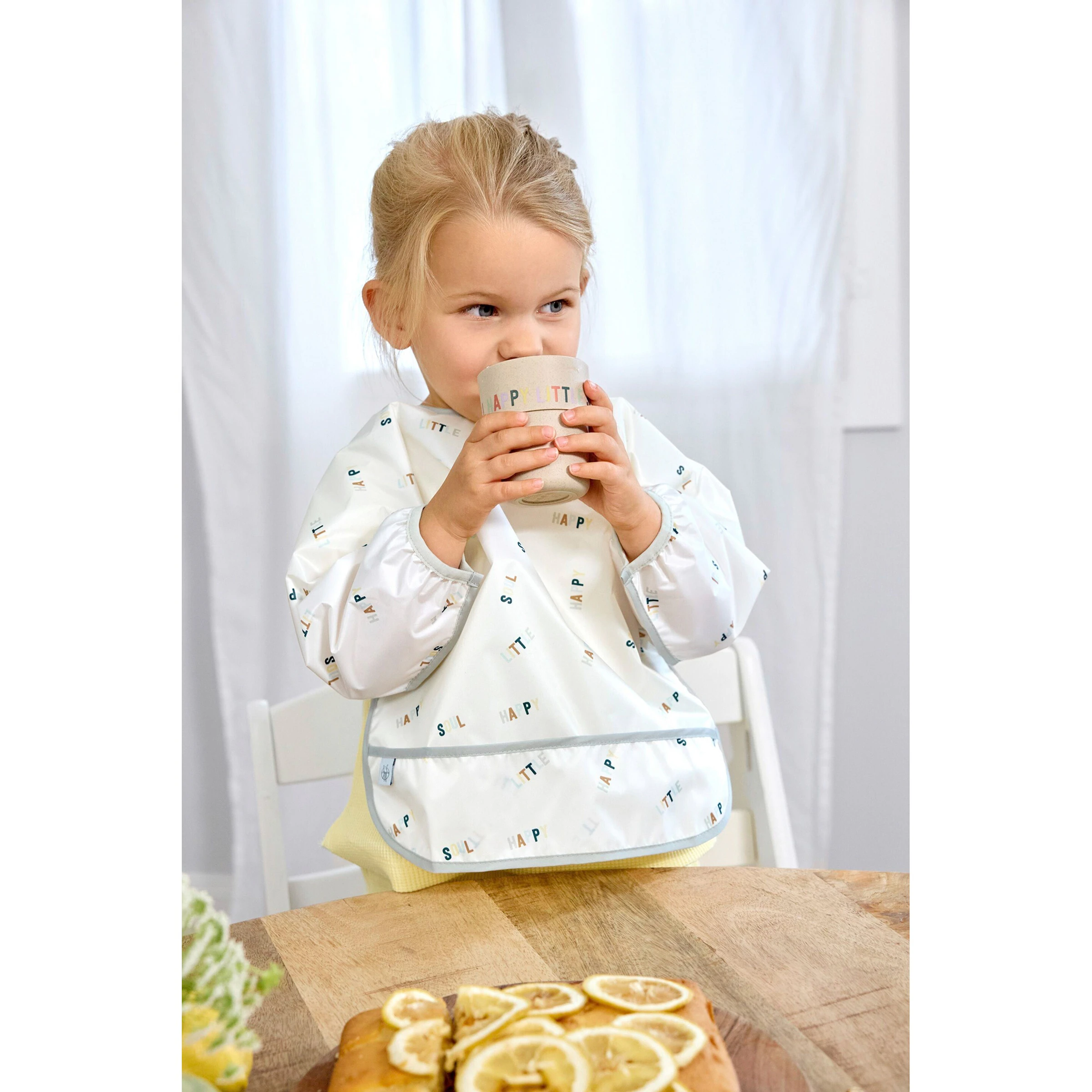 Lässig 2er-Pack Ärmellätzchen mit Auffangschale lemon