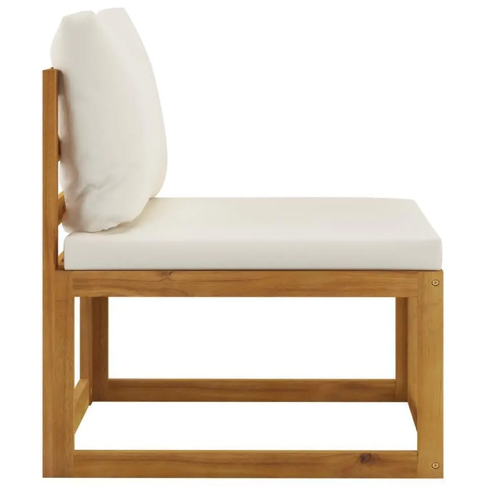 vidaXL - Tuinset - Crème - Acaciahout - 7 stuks - Met kussens