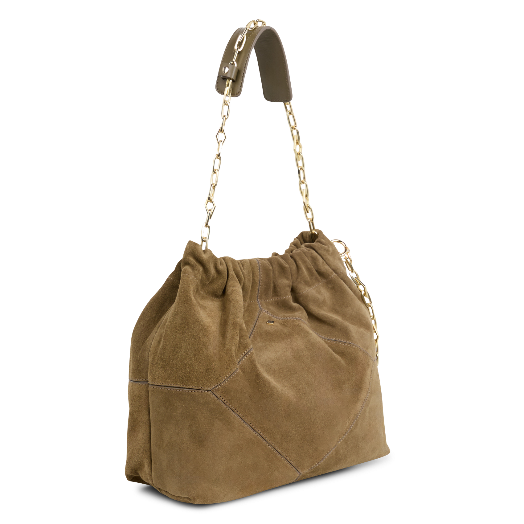 JUNE - Sac bandoulière tote en cuir velours | Kaki