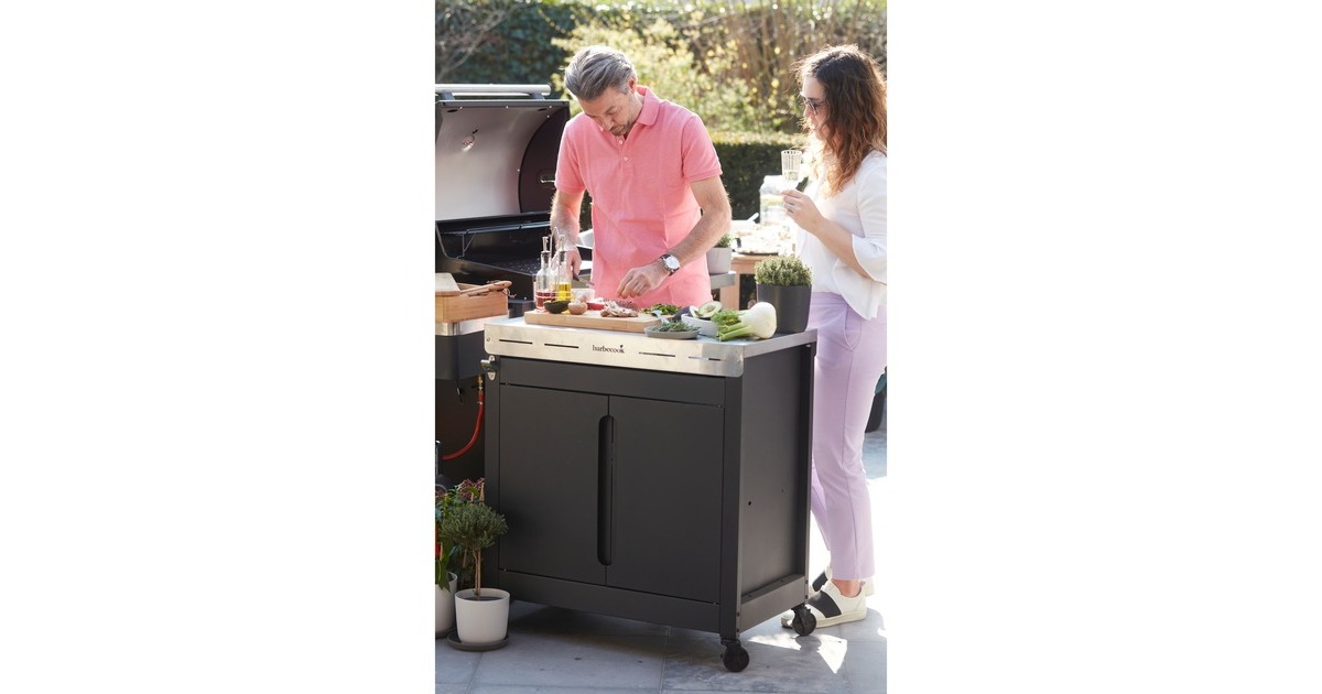 BarbecookPremium buddy voor gasbarbecue met werkblad kast  (Zwart/roestvrij staal)
