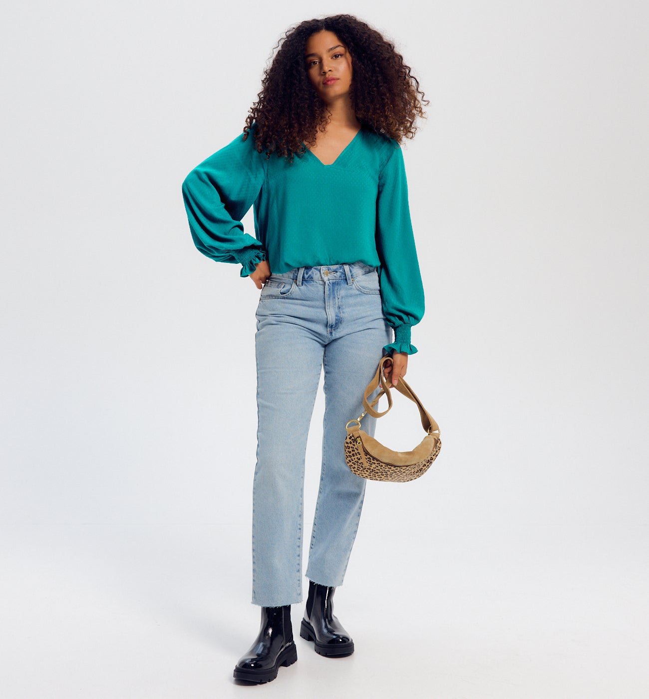 Blouse à smocks Femme - Vert émeraude