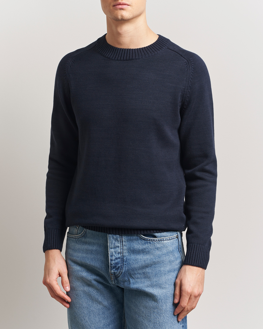 KnowledgeCotton Apparel Plain Knitted Cotton Crewneck Night Sky