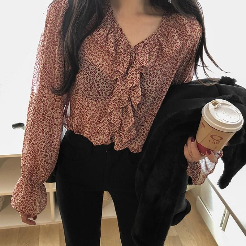 Brigitte - Blouse met lange mouwen en ballonmotief met bloemenprint