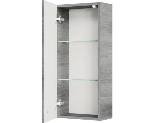 Pelipal Quickset 328 badkamermeubelset, BxHxD 80 x 200 x 39 cm, grafiet getextureerd front (horizontaal patroon), met keramische wastafel en wandkast 328.050002