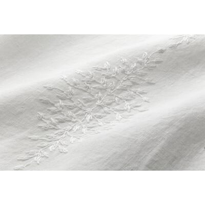 Tischdecke Leinen Blätterranke, Weiß, 180 × 180 cm
