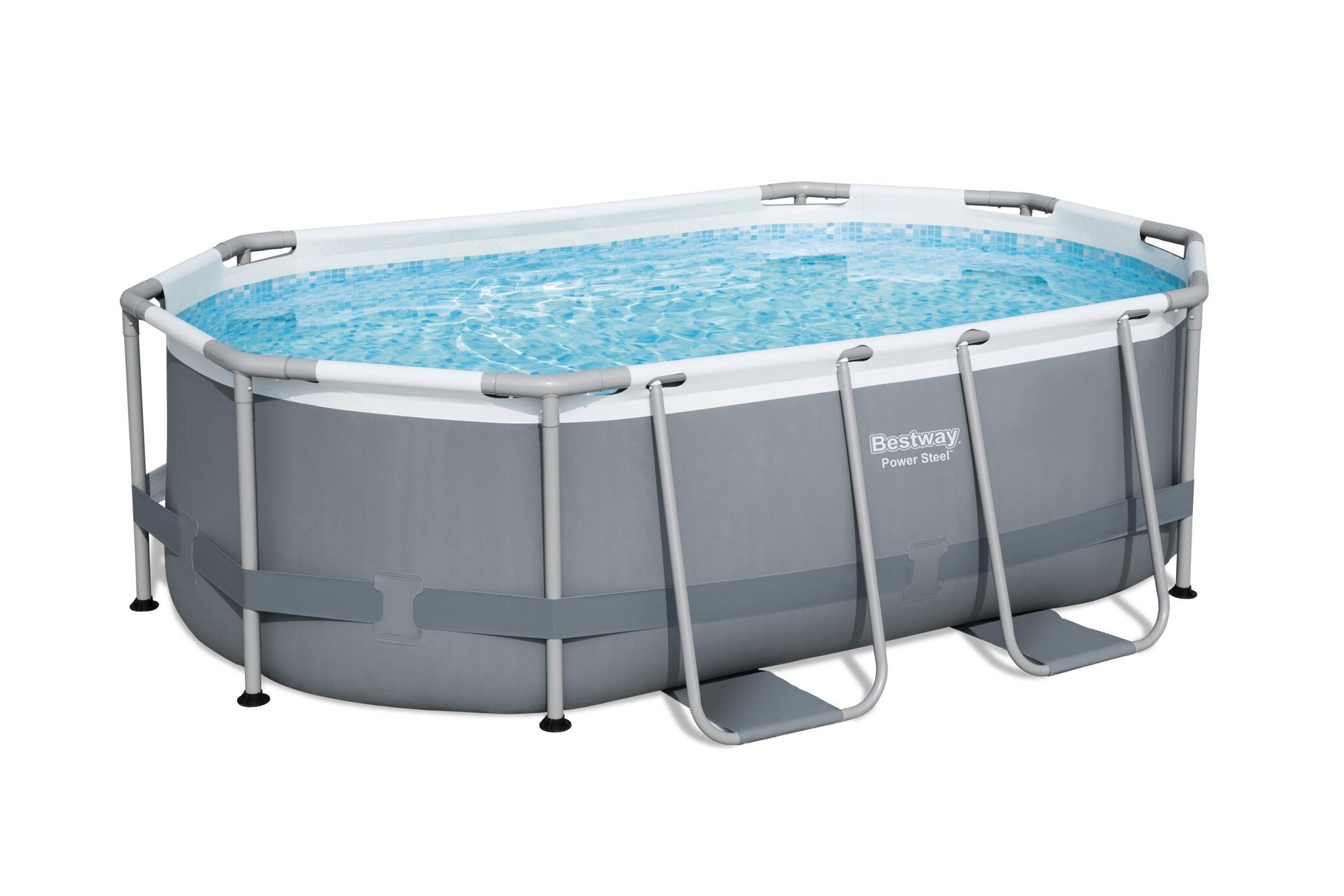 Bestway Zwembad power steel set ovaal grijs 305