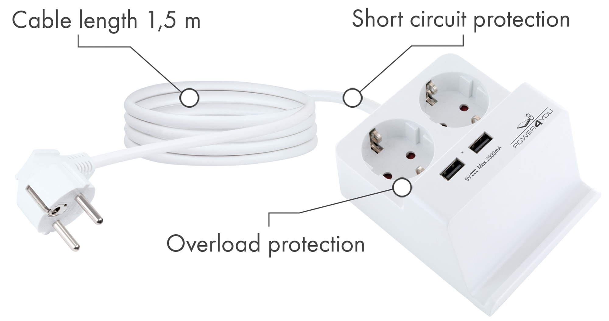 Schwaiger USB bureau contactdoos met smartphone houder