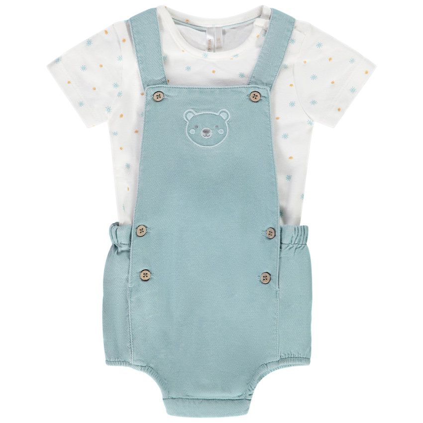 Ensemble 2 pièces body manches courtes + barboteuse pour bébé garçon - Vert