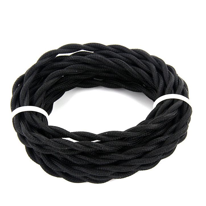 Câble en textile torsadé noir Chacon 2m 2 x 0,75mm²