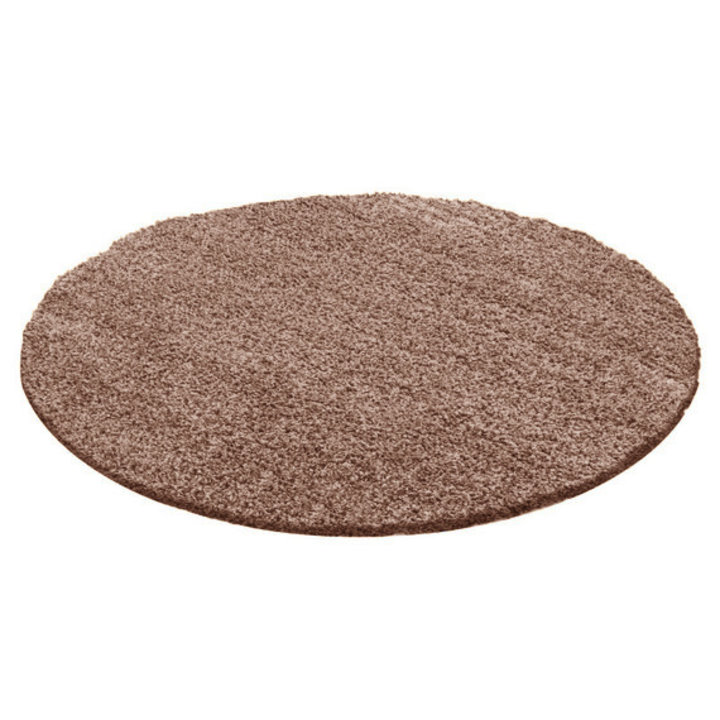 Rond Hoogpolig vloerkleed - Solid Taupe