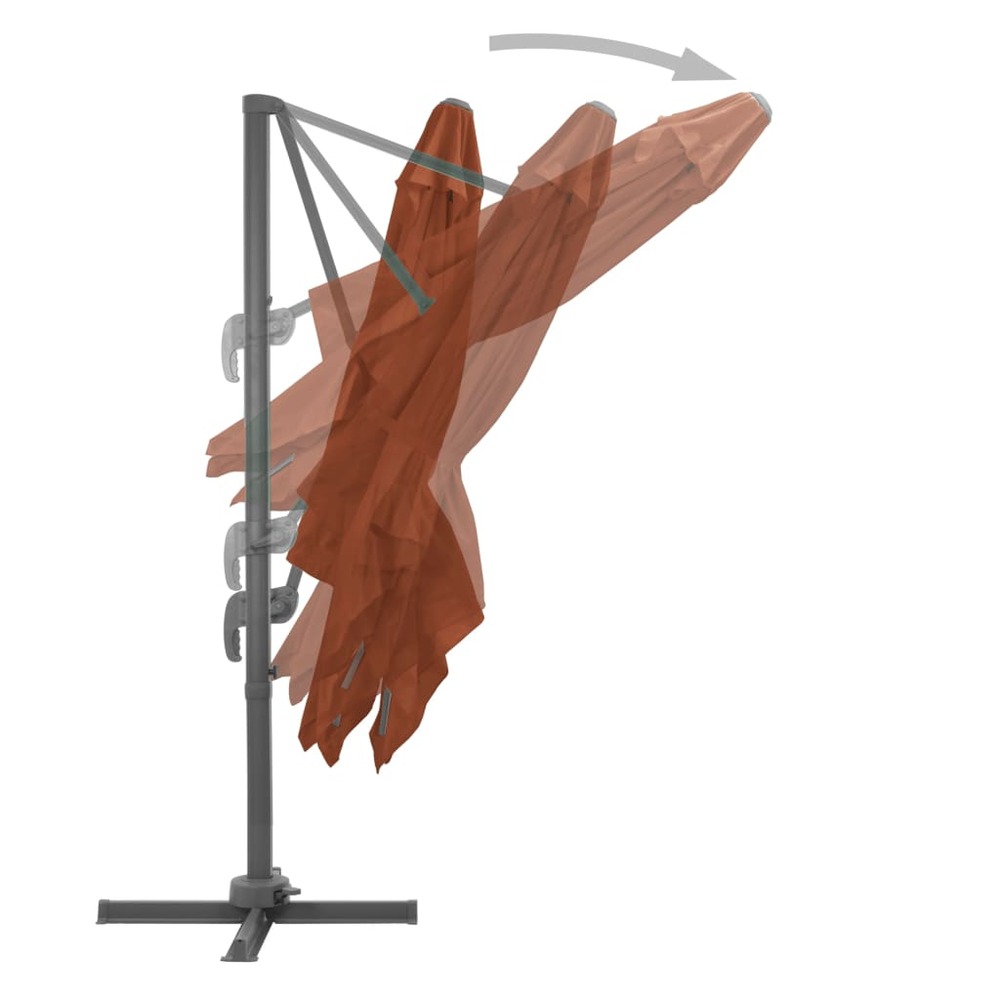 Parasol déporté avec mât en aluminium 400 x 300 cm orange foncé