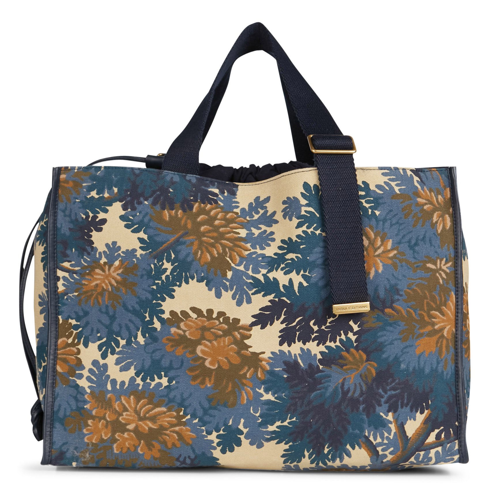 FONTAINEBLEAU - Sac shopping imprimé en coton| Bleu