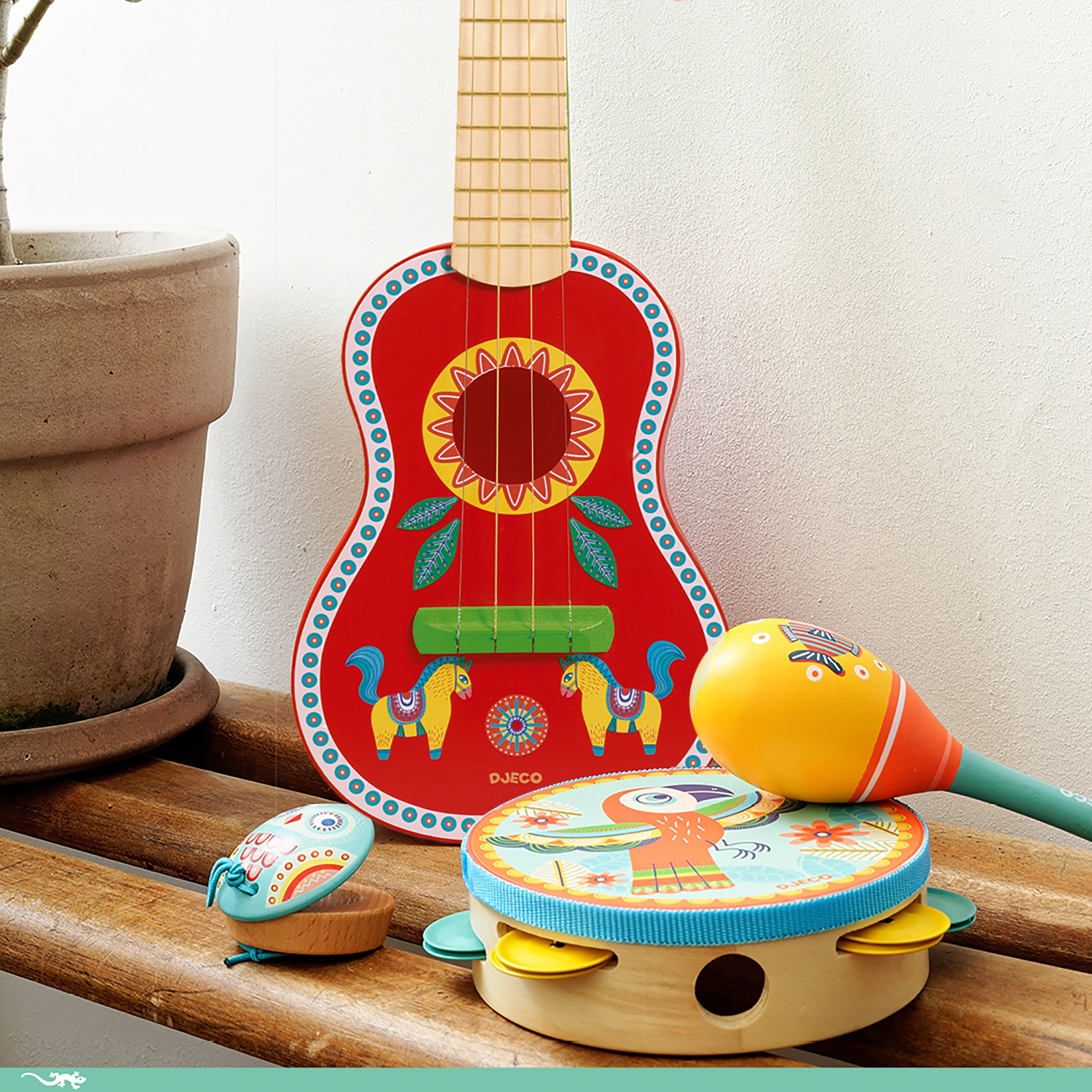Djeco - Tamburin, Maracas, Kastagnette - 3tlg. Instrumenten Set