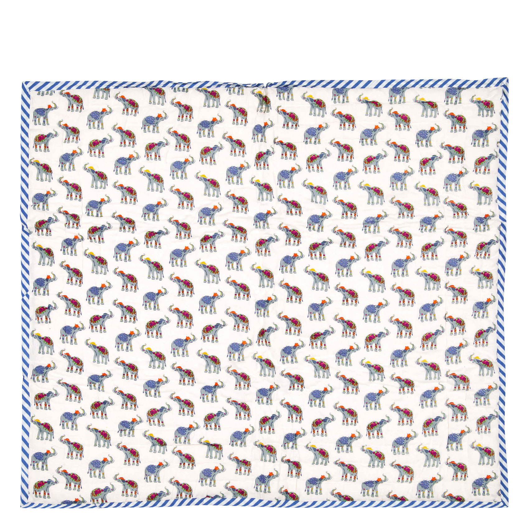 Plaid matelassé réversible 85x95 cm imprimé en coton| Blanc