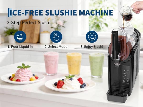 Slush Maschine für Zuhause 3,0L, 5-in-1 Eismaschine für Slushies, Cocktails, Milchshakes, Frappé & Frozen Drinks | 15-40 Min. Herstellzeit | Manuelle Temperaturkontrolle | Auto-Clean
