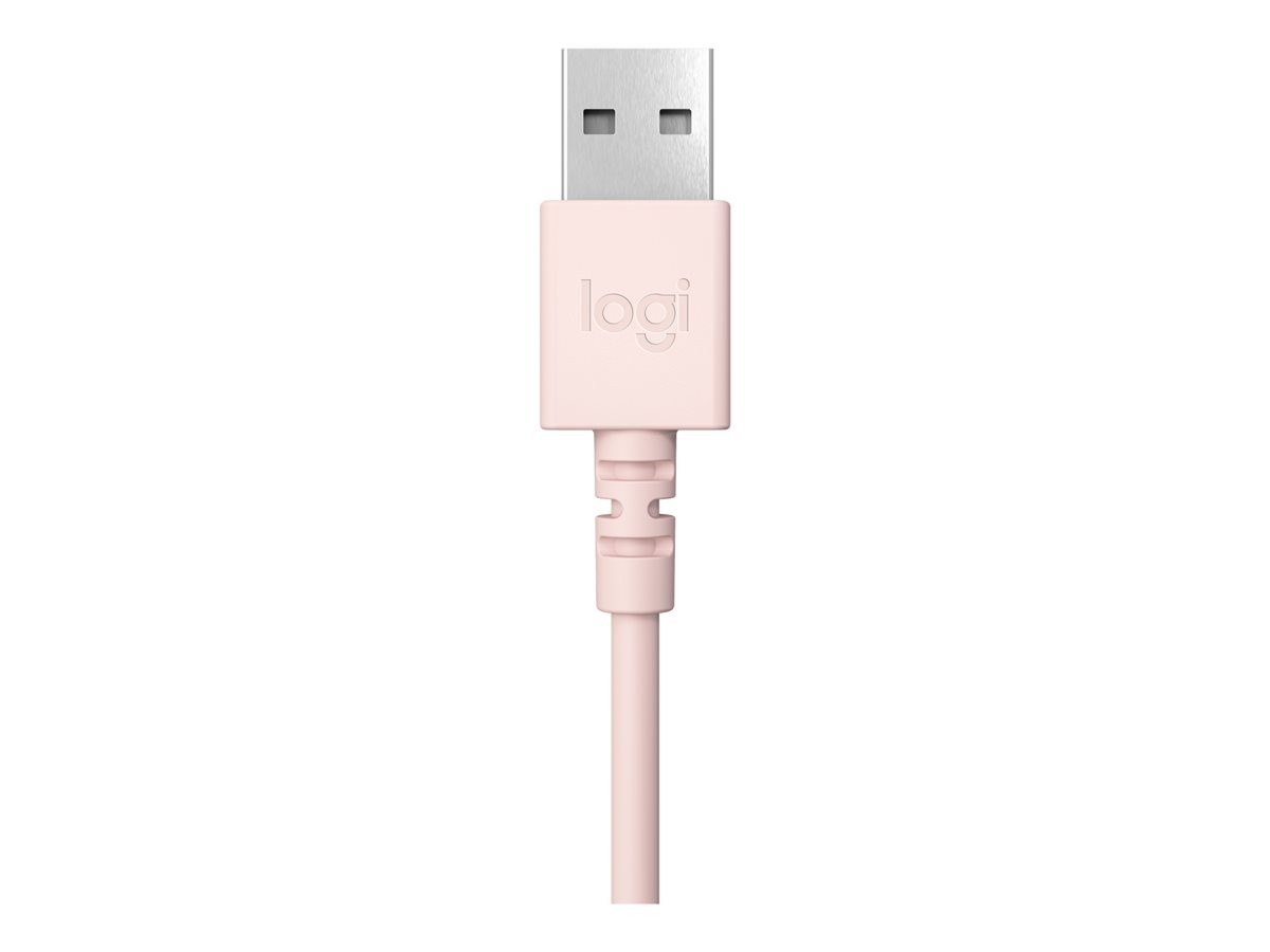 Logitech - H390 Headset med ledning til pc/laptop, stereohovedtelefoner med støjreducerende mikrofon, USB-A, ROSE